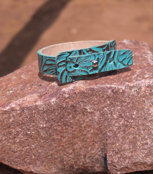 Embossed Genuine Leather Wristband