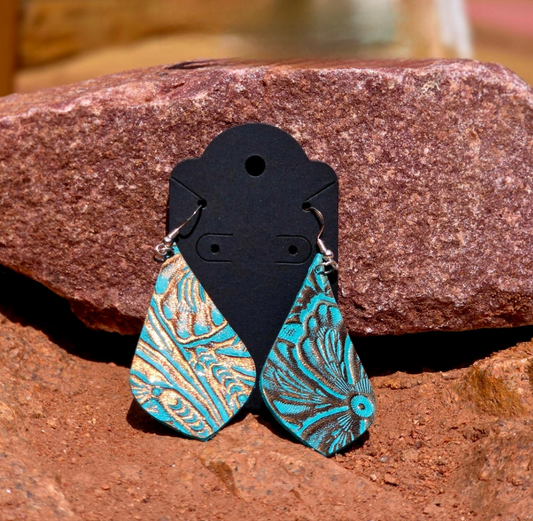 Embossed Genuine Leather Earrings