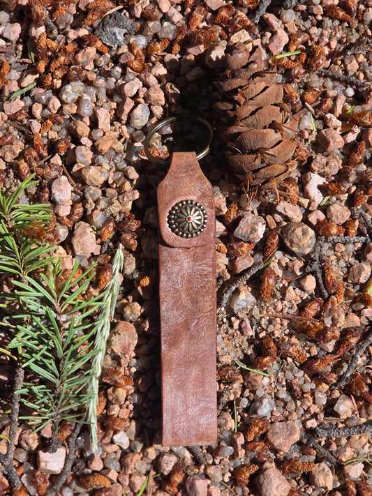 Genuine Leather Keychain with Concho
